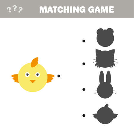 Shadow matching game. Vector Illustration of make the right choice and connect shadow matching - Chickのイラスト素材