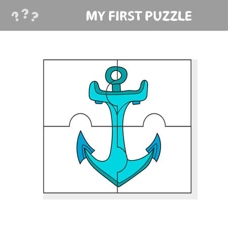 Worksheet. Game for kids, children. Jigsaw puzzle with anchor. My first puzzleのイラスト素材