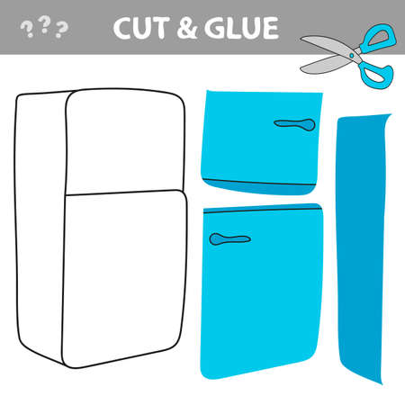 Cut and glue - Simple game for kids. Refrigerator paper game for kids. Cartoon education developing worksheet.のイラスト素材