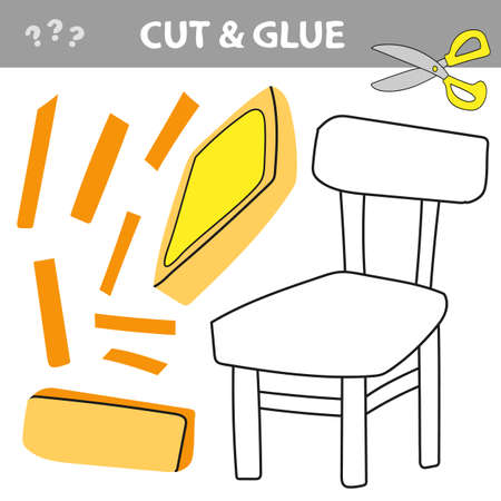 Cut and glue - Simple game for kids. Chair paper game - Vector illustration. Game for childrenのイラスト素材