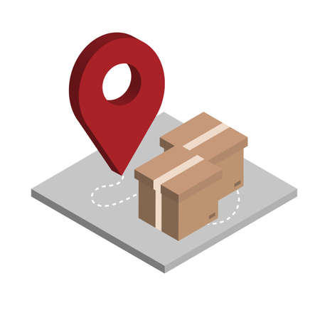 Relocation isometric icon with boxes. Isolated icon. Moving and delivery concept. Modern styleのイラスト素材
