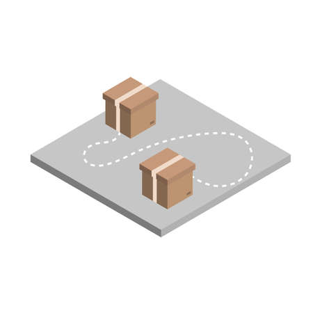 Relocation isometric icon with boxes. Isolated icon. Moving and delivery concept. Modern styleのイラスト素材