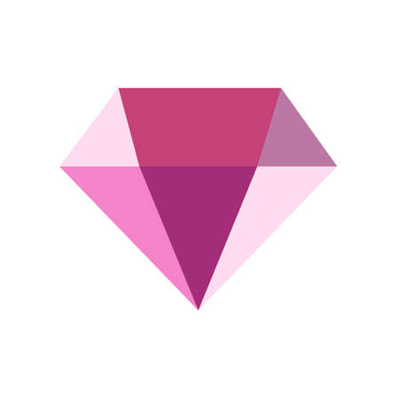 Vector pink diamond icon isolated on white background. Simple flat element for designのイラスト素材
