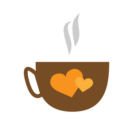 Coffee with hearts mug - flat icon vector illustration design. Simple element for designのイラスト素材