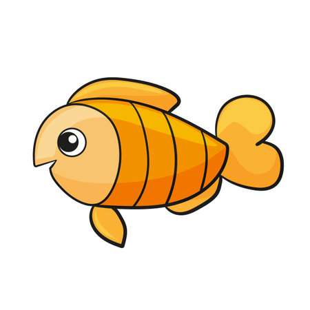 Vector aquarium fish illustration. Colorful cartoon fish icon for your design. Cute little fish on white backgroundのイラスト素材
