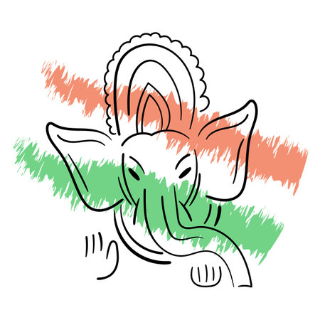 Happy Ganesh Chaturthi Festival Becground Template with Lord Ganesha Head. Simple cardのイラスト素材