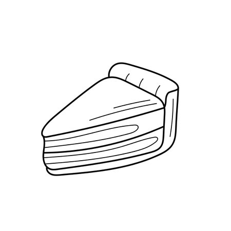 Piece of pie. Coloring book for children. Outline on a white background. Vector illustrationのイラスト素材