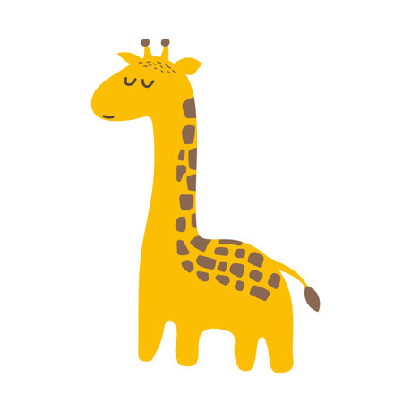 Cute cartoon trendy design little giraffe with closed eyes. African animal wildlife vector illustration icon.のイラスト素材