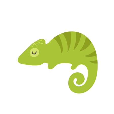 Vector cute African animal. Chameleon. Funny character for kids. Isolated element for stickers, cards, invites and postersのイラスト素材