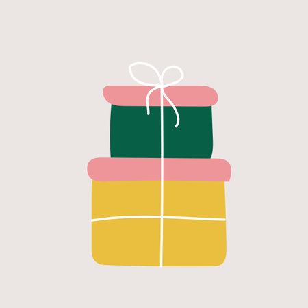 Gift boxes, hand drawn doodle style. Cute icon. Birthday party. Vector illustration for greeting cards, invitations, posters.のイラスト素材