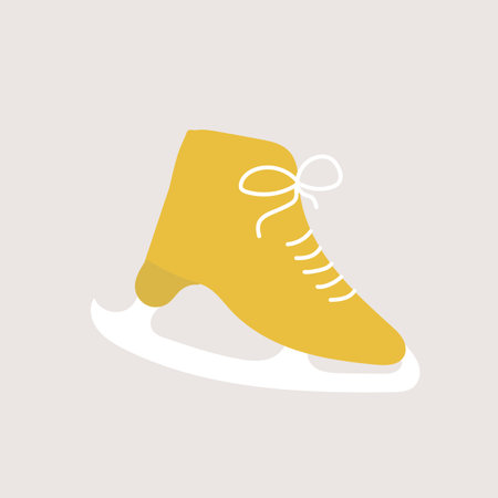 Hand drawn ice skates icon in vector. Doodle ice skates icon in vector. Isolated doodle ice skates illustration in yellow colorのイラスト素材