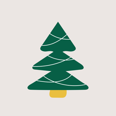 Christmas tree. Hand drawn green Christmas tree. Simple vector icon for designのイラスト素材