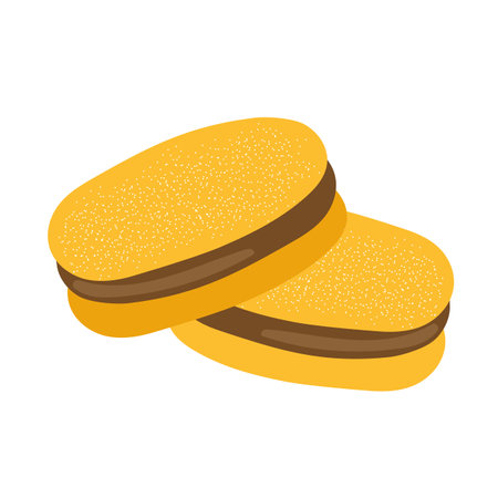 Alfajor de maicena, traditional Chilean sandwich cookies filled with condensed milk or chocolate. Isolated vector clip art illustration.のイラスト素材