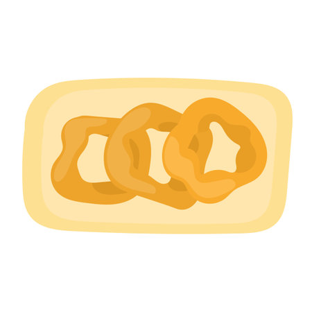 Picarones pumpkin donuts, dessert, latin american cuisine. Three donuts on a plate. National cuisine of Peru. Food illustration, vectorのイラスト素材
