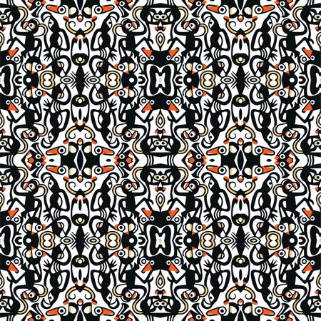 Seamless ethnic black, white and red pattern, african seamless print, pattern background. Vector illustrationのイラスト素材