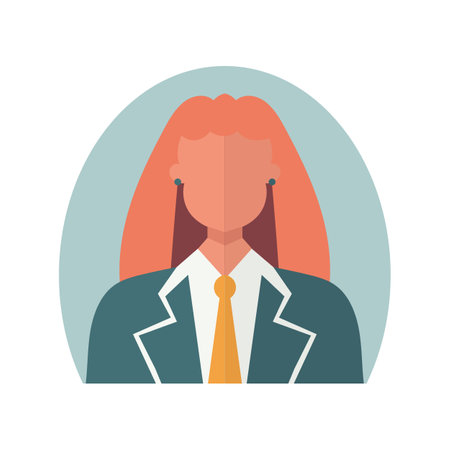 Female face avatar illustration. Vector on white. Flat design in trendy colorsのイラスト素材