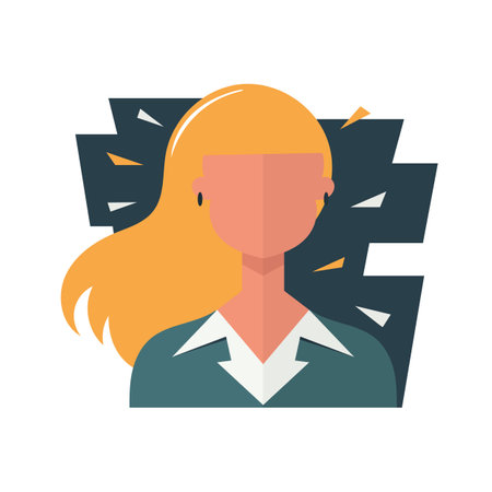 Female face avatar illustration. Vector on white. Flat design in trendy colorsのイラスト素材
