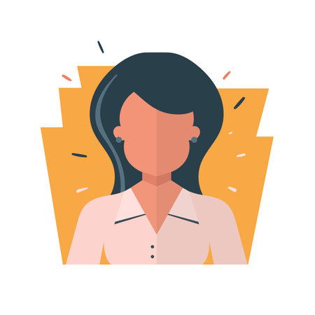 Female face avatar illustration. Vector on white. Flat design in trendy colorsのイラスト素材