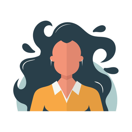 Female face avatar illustration. Vector on white. Flat design in trendy colorsのイラスト素材