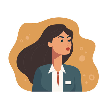 A business woman. Avatar. Red lipstick on the lips, Vector illustration for banner or posterのイラスト素材