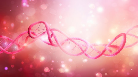 Love gene. Concept of science and love. Gene on a blurred pink background with hearts. AI generated imageの素材