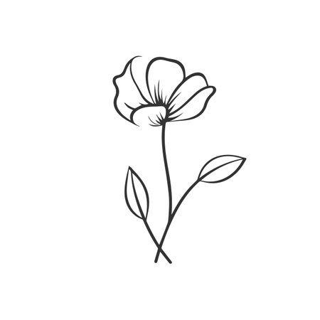 Abstract flower in one line art drawing style. Black line sketch on white background. Vector illustrationのイラスト素材
