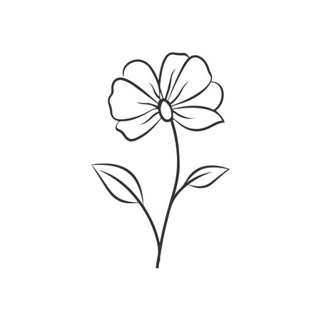 Abstract flower in one line art drawing style. Black line sketch on white background. Vector illustrationのイラスト素材