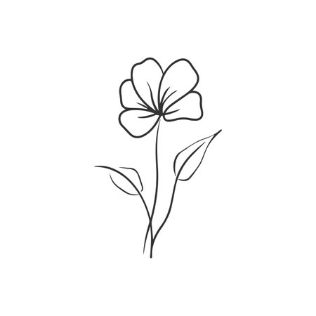 Abstract flower in one line art drawing style. Black line sketch on white background. Vector illustrationのイラスト素材