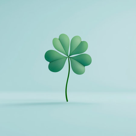 A stylized and artistic fourleaf clover symbolizes good fortune, positivity, and uplifting vibes all aroundの素材