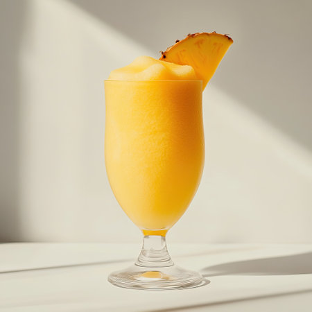 A Tropical Yellow Pina Colada on White Backgroundの素材
