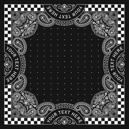 Bandana Paisley Ornament Design with Race Flagのイラスト素材