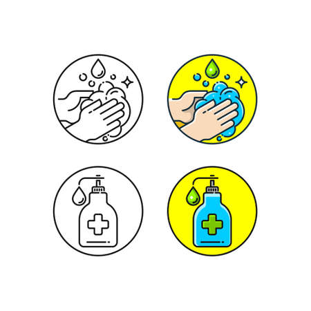 Hand Cleaning with soap Icons Setsのイラスト素材