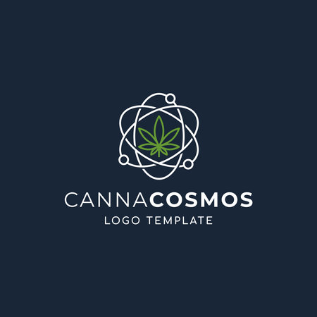 Cannabis or Hemp with Cosmos shape Logo Templateのイラスト素材