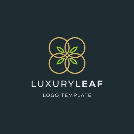 Luxury Leaf with Circle Logo Templateのイラスト素材