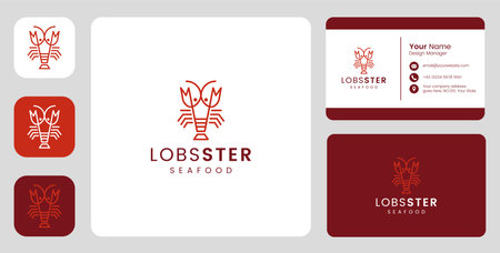 Simple Lobster fish Logo with stationary templateのイラスト素材