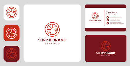 Simple shell food fish Logo with stationary templateのイラスト素材