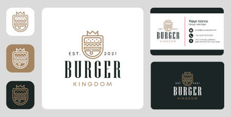 burger of kingdom logo with stationary designのイラスト素材