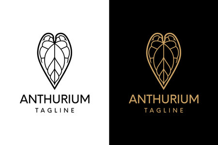 TROPICAL ANTHURIUM LEAF MODERN LOGOのイラスト素材