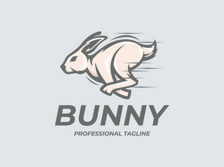 BUNNY RUNNING CARTOON MASCOT LOGO TEMPLATEのイラスト素材
