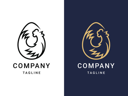 CHICKEN EGG ORGANIC FARMING MINIMALIST LOGO TEMPLATEのイラスト素材