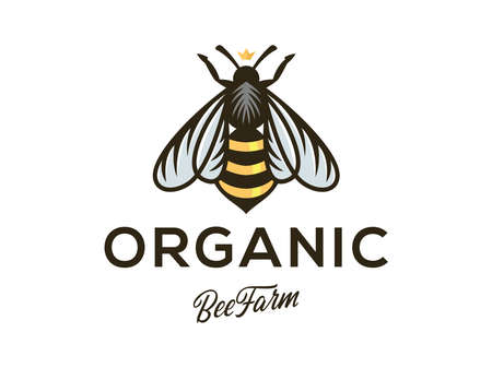 Honeybee Logo illustration best for label design Premium Vectorのイラスト素材