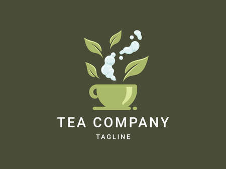 Green leaf tea cup simple logo vector icon symbol graphic design illustrationのイラスト素材