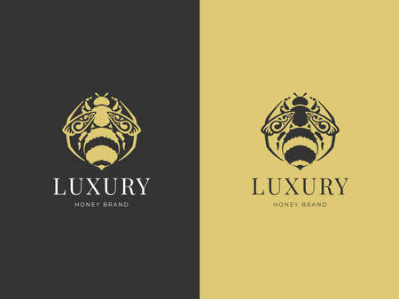 Luxury Honeybee Logo illustration best for label design Premium Vectorのイラスト素材