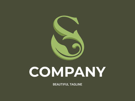 LUXURY LETTER S LOGO DESIGN IDEA WITH LEAF. NAME INITIAL FOR BRAND OR COMPANYのイラスト素材