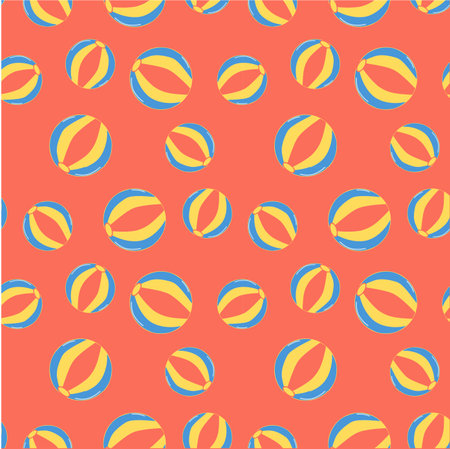 summer time beach ball cute seamless pattern rendom big and small balls with red, yellow, blue color...