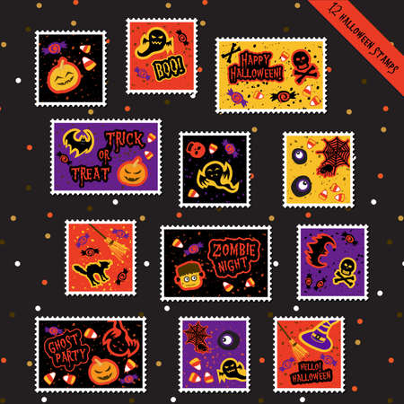 Set of Halloween stamps.のイラスト素材