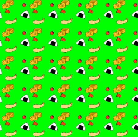 riceball, Cherry tomato, Japanese rolled omelette, octopus sausages, Deep Fried Shrimpの写真素材