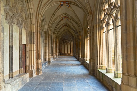 Medieval cloister of The Pandhof in Utrecht, Netherlandsの写真素材