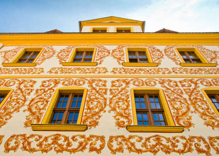 An historical building with beautiful painted patternの写真素材