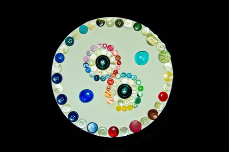 a colorful mandala of buttons